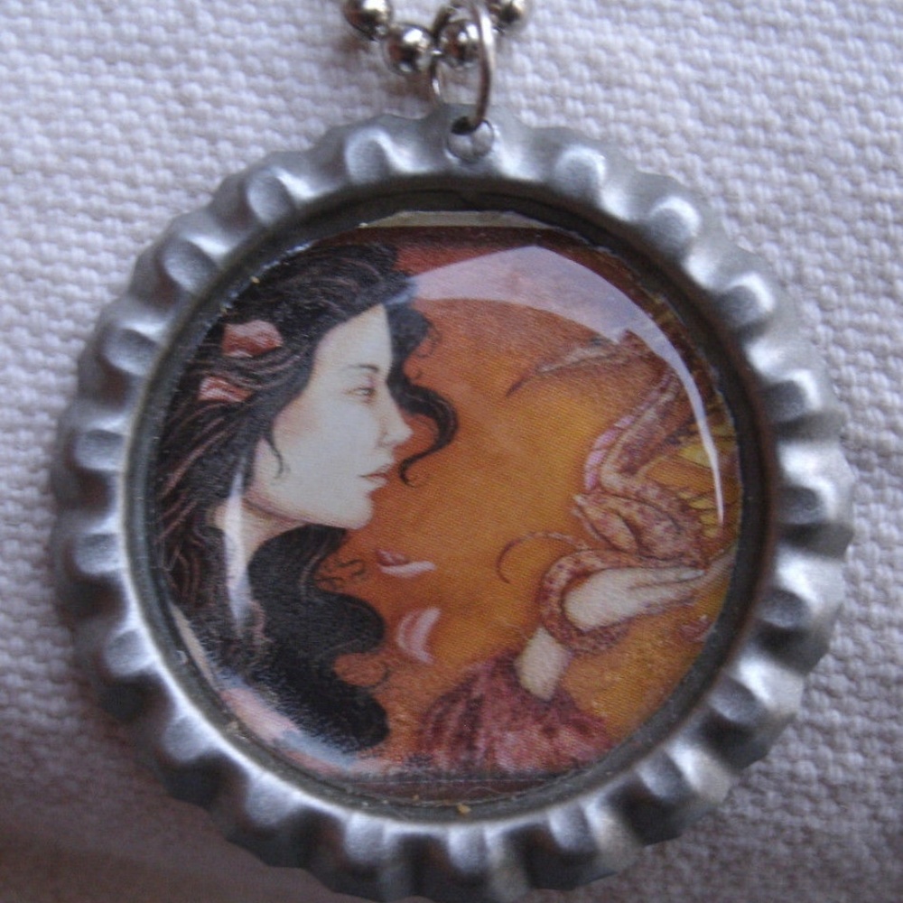 Girl with Dragon in Hand Necklace